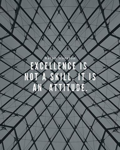 Ralph Marston Quote: Excellence Black Ornate Wood Framed Art Print with Double Matting by ArtsyQuotes