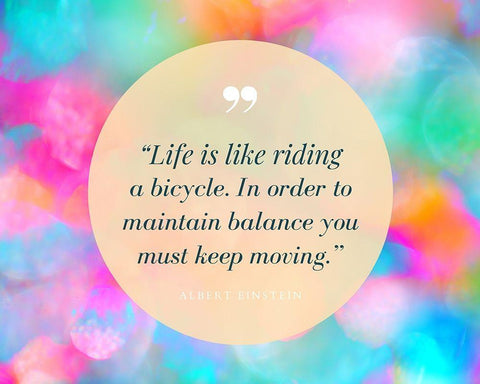 Albert Einstein Quote: Life is Like Riding a Bicycle Black Ornate Wood Framed Art Print with Double Matting by ArtsyQuotes