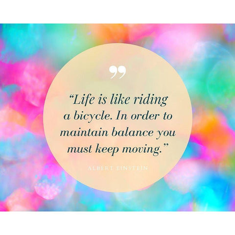 Albert Einstein Quote: Life is Like Riding a Bicycle White Modern Wood Framed Art Print by ArtsyQuotes