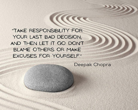 Deepak Chopra Quote: Take Responsibility White Modern Wood Framed Art Print with Double Matting by ArtsyQuotes