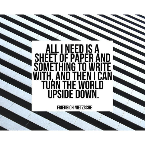 Friedrich Nietzsche Quote: Turn the World Upside Down Black Modern Wood Framed Art Print with Double Matting by ArtsyQuotes