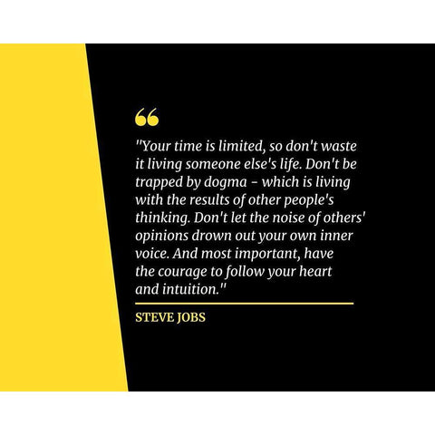 Steve Jobs Quote: Your Time is Limited White Modern Wood Framed Art Print by ArtsyQuotes