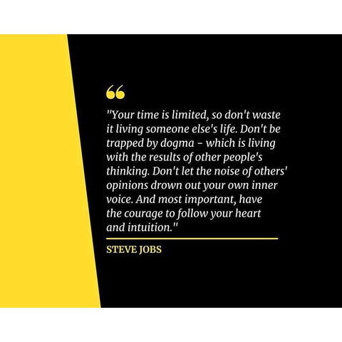 Steve Jobs Quote: Your Time is Limited Black Modern Wood Framed Art Print with Double Matting by ArtsyQuotes