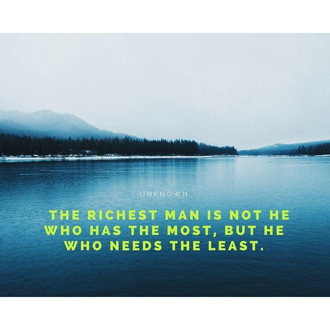 Artsy Quotes Quote: The Richest Man Black Modern Wood Framed Art Print with Double Matting by ArtsyQuotes