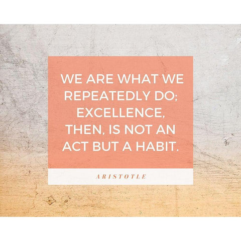 Aristotle Quote: Excellence White Modern Wood Framed Art Print by ArtsyQuotes