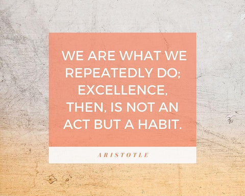 Aristotle Quote: Excellence Black Ornate Wood Framed Art Print with Double Matting by ArtsyQuotes