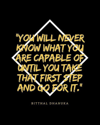 Bitthal Dhanuka Quote: That First Step Black Ornate Wood Framed Art Print with Double Matting by ArtsyQuotes