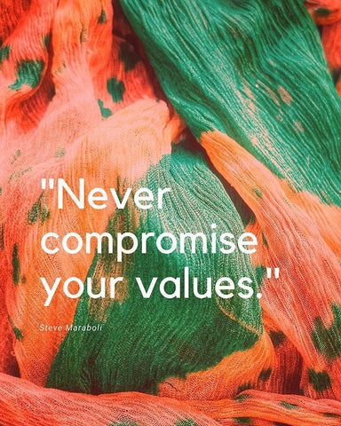 Steve Maraboli Quote: Never Compromise White Modern Wood Framed Art Print with Double Matting by ArtsyQuotes