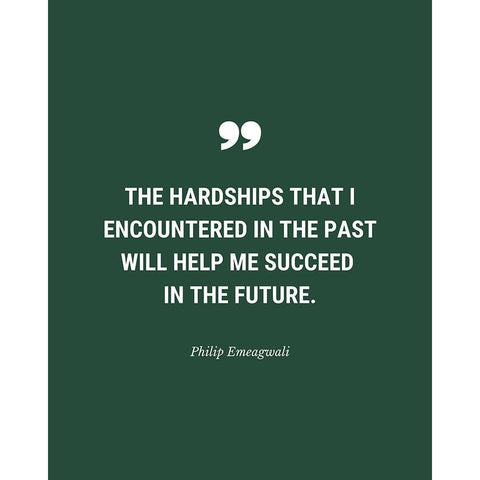 Philip Emeagwali Quote: The Hardships White Modern Wood Framed Art Print by ArtsyQuotes