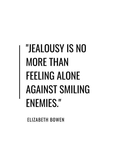 Elizabeth Bowen Quote: Jealousy White Modern Wood Framed Art Print with Double Matting by ArtsyQuotes