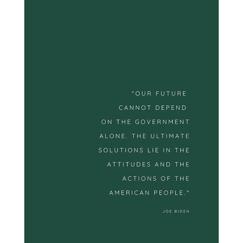 Joe Biden Quote: Our Future White Modern Wood Framed Art Print by ArtsyQuotes