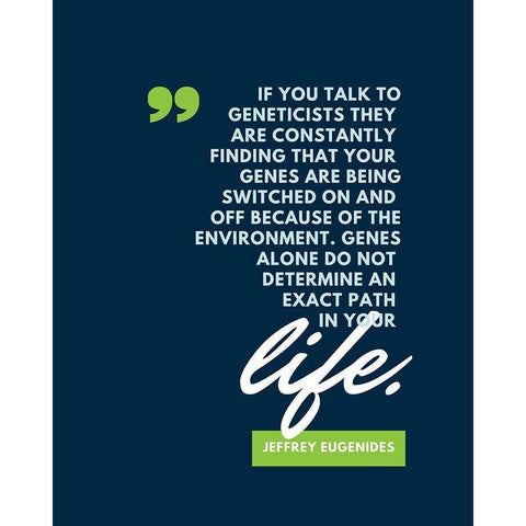 Jeffrey Eugenides Quote: Geneticists Black Modern Wood Framed Art Print by ArtsyQuotes