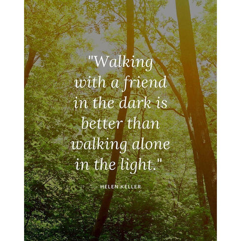 Helen Keller Quote: Walking Alone White Modern Wood Framed Art Print by ArtsyQuotes