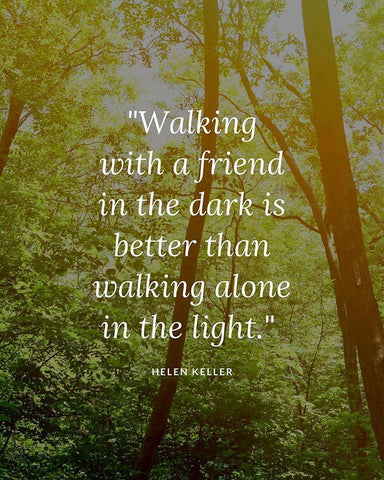 Helen Keller Quote: Walking Alone White Modern Wood Framed Art Print with Double Matting by ArtsyQuotes