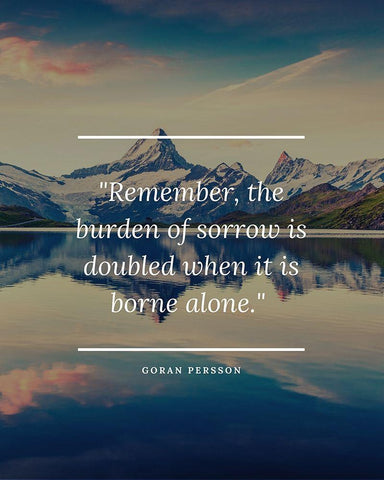 Goran Persson Quote: Burden of Sorrow White Modern Wood Framed Art Print with Double Matting by ArtsyQuotes