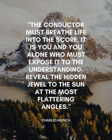 Charles Munch Quote: The Conductor Black Ornate Wood Framed Art Print with Double Matting by ArtsyQuotes