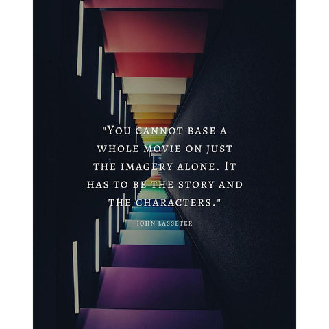 John Lasseter Quote: Imagery Alone White Modern Wood Framed Art Print by ArtsyQuotes