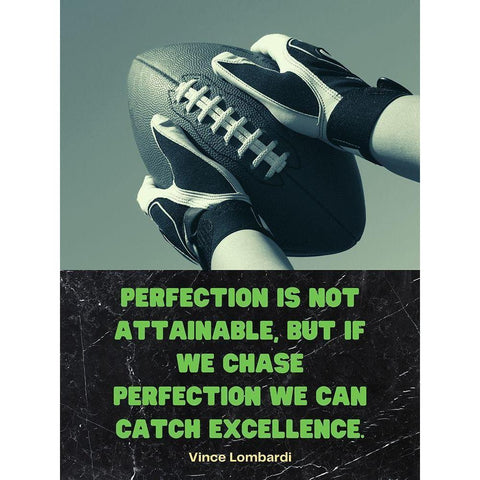 Vince Lombardi Quote: Chase Perfection White Modern Wood Framed Art Print by ArtsyQuotes