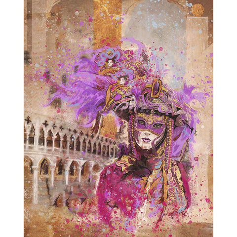 Venice Festive I Black Modern Wood Framed Art Print with Double Matting by Wiley, Marta