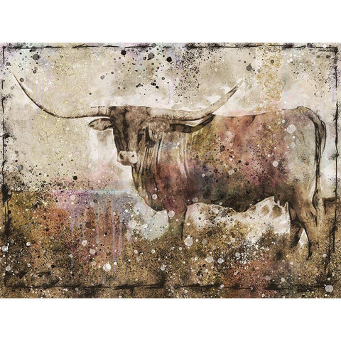 Long Horn I Black Modern Wood Framed Art Print with Double Matting by Wiley, Marta