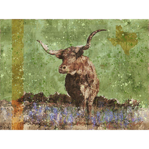 Long Horn Green Black Modern Wood Framed Art Print by Wiley, Marta