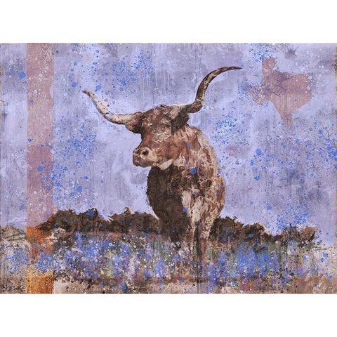 Long Horn Purple Black Modern Wood Framed Art Print with Double Matting by Wiley, Marta