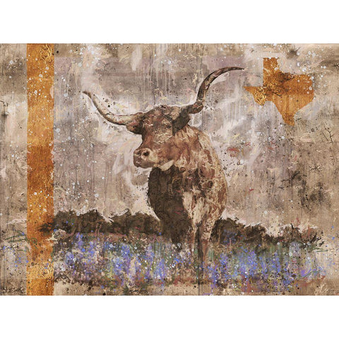 Long Horn Gold Leaf White Modern Wood Framed Art Print by Wiley, Marta