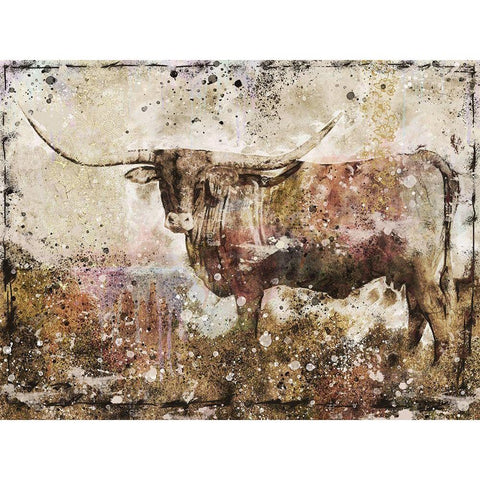 Long Horn taupe Black Modern Wood Framed Art Print with Double Matting by Wiley, Marta