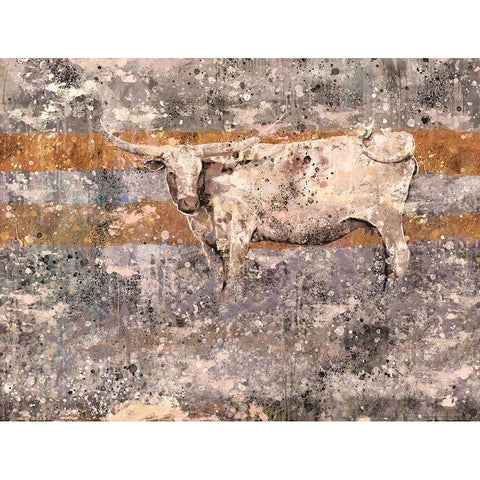 White Long Horn White Modern Wood Framed Art Print by Wiley, Marta