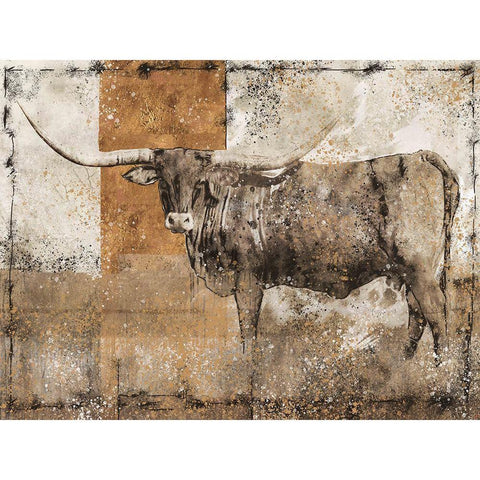 Long Horn Original Black Modern Wood Framed Art Print with Double Matting by Wiley, Marta