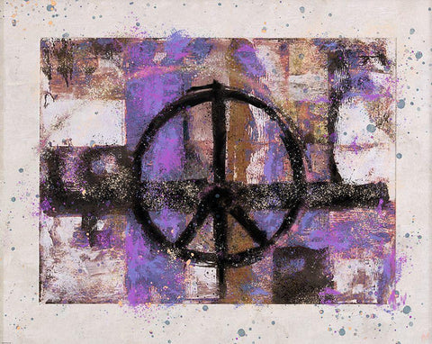 PEACE purple tint White Modern Wood Framed Art Print with Double Matting by Wiley, Marta