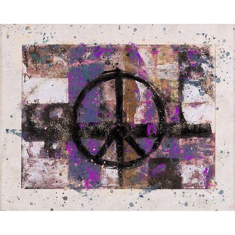 PEACE Dark purple Gold Ornate Wood Framed Art Print with Double Matting by Wiley, Marta