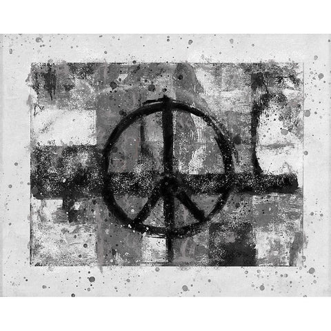 BAndW PEACE White Modern Wood Framed Art Print by Wiley, Marta