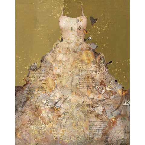 Butterfly Dress VIII Gold Ornate Wood Framed Art Print with Double Matting by Wiley, Marta