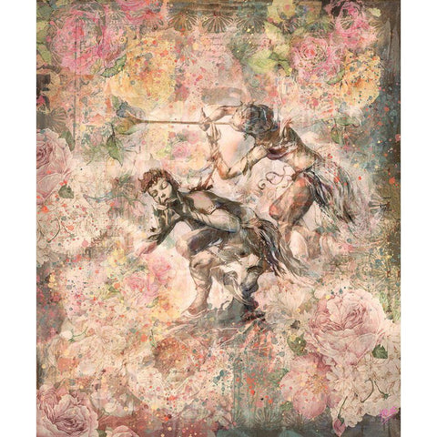 Floral Flute Player III Gold Ornate Wood Framed Art Print with Double Matting by Wiley, Marta