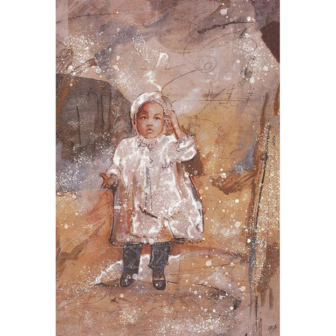 Little African Girl White Modern Wood Framed Art Print by Wiley, Marta