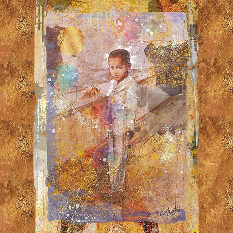 Little African Boy II White Modern Wood Framed Art Print by Wiley, Marta