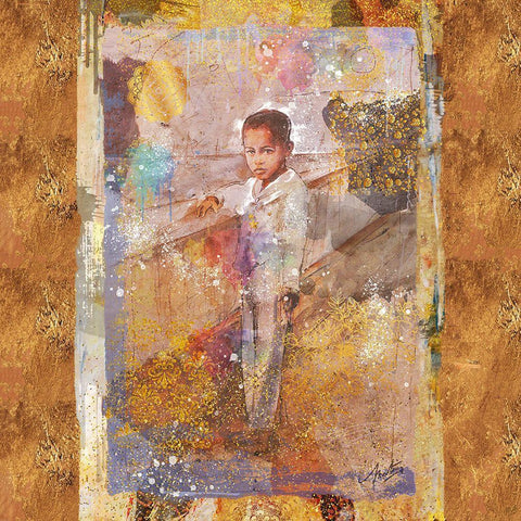 Little African Boy II White Modern Wood Framed Art Print with Double Matting by Wiley, Marta