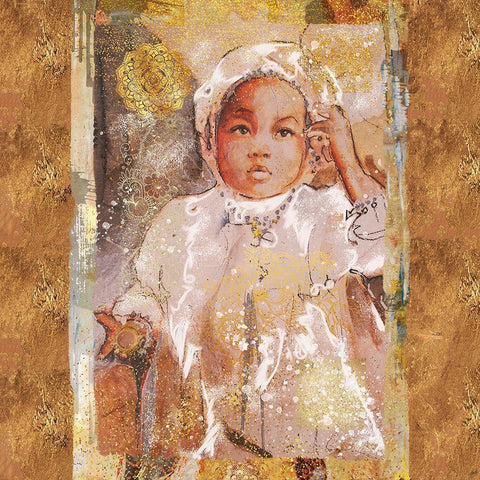 Little African Girl II Gold Ornate Wood Framed Art Print with Double Matting by Wiley, Marta