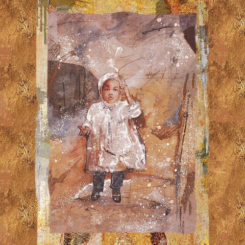 Little African Girl III White Modern Wood Framed Art Print by Wiley, Marta