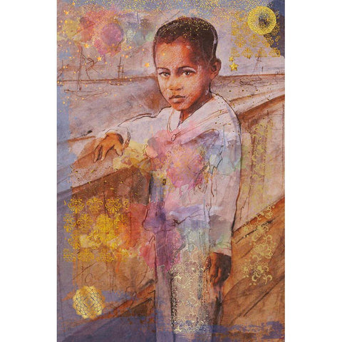 Little African Boy III Gold Ornate Wood Framed Art Print with Double Matting by Wiley, Marta