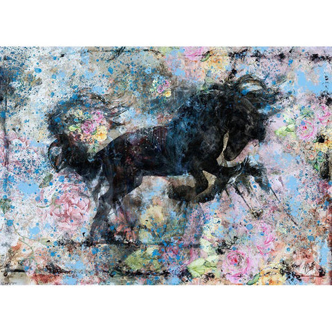 Stallion Blue Tint White Modern Wood Framed Art Print by Wiley, Marta