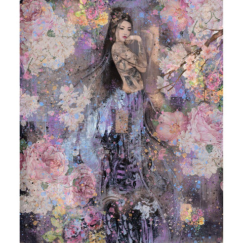 Floral Geisha II Black Modern Wood Framed Art Print with Double Matting by Wiley, Marta