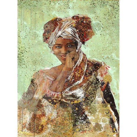 Green African Dreams  White Modern Wood Framed Art Print by Wiley, Marta