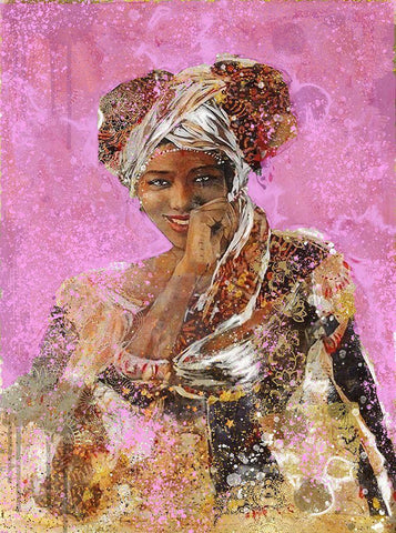 Pink African Dreams Black Ornate Wood Framed Art Print with Double Matting by Wiley, Marta