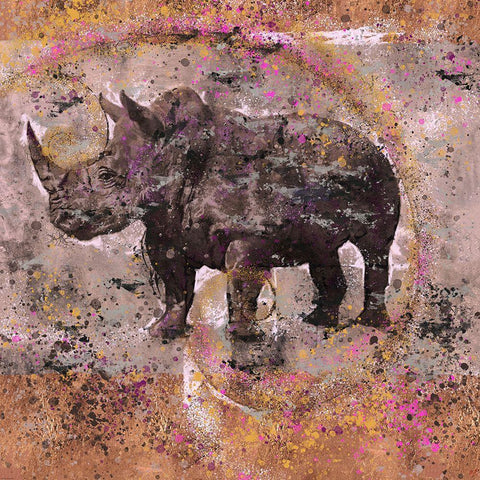 Fibonacci Sepia Rhino White Modern Wood Framed Art Print by Wiley, Marta