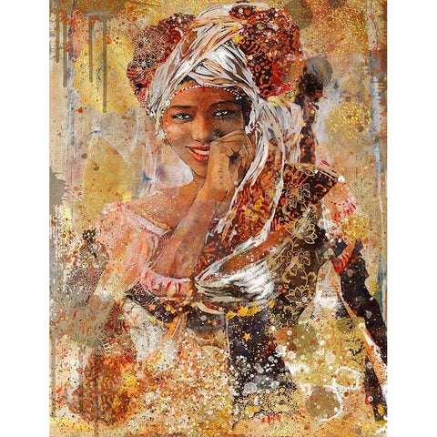 Tan African Dreams Black Modern Wood Framed Art Print with Double Matting by Wiley, Marta