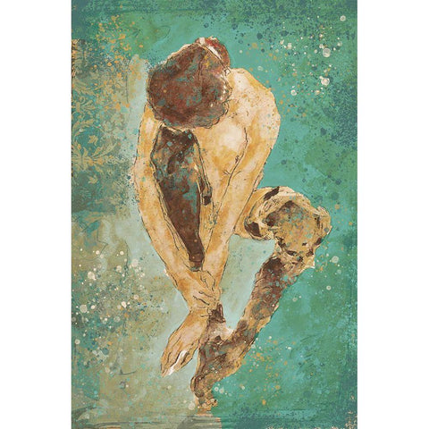 Teal Repose  White Modern Wood Framed Art Print by Wiley, Marta