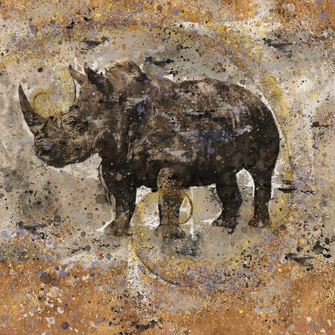 Fibonacci Ocher Rhino  White Modern Wood Framed Art Print by Wiley, Marta