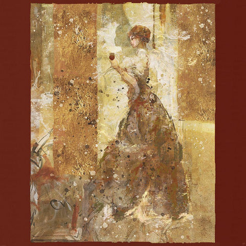 Wine I red Gold Ornate Wood Framed Art Print with Double Matting by Wiley, Marta